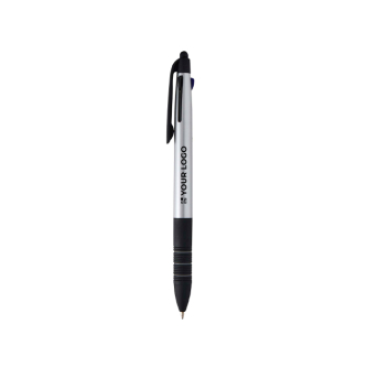 Stylo 3 en 1 avec stylet et 3 encres, finition métallique