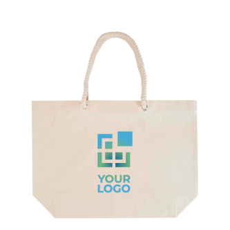 Sac de plage en coton recyclé avec anses en corde 270 g/m²