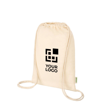 Sac à cordon en coton biologique, couleur naturelle, 5 L, 100 g/m²