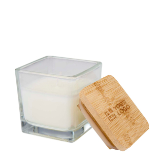 Bougie parfumée en verre avec couvercle bambou 40 g