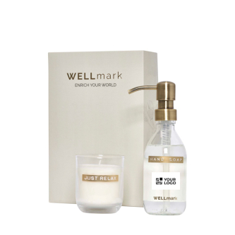Set distributeur savon et bougie parfumée en verre WELLmark 250 ml
