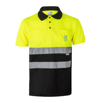 Polo bicolore réfléchissant de travail en polyester 160 g/m²