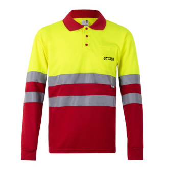 Polo de travail à manches longues avec réfléchissants 160 g/m²