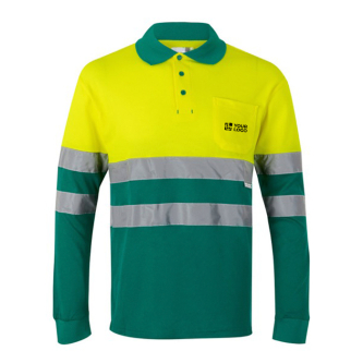 Polo piqué unisexe manches longues coton et polyester 150 g/m²