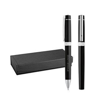 Set d'écriture dans une boîte de présentation couleur noir