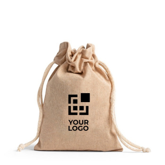 Sac en coton recyclé pour les cadeaux vue avec zone d'impression
