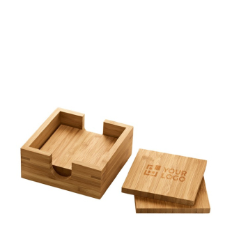 Ensemble de 4 sous-verres en bambou avec zone d'impression