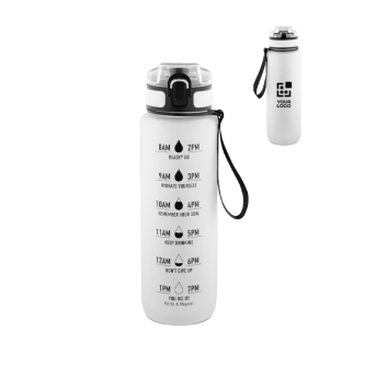 Gourde mate en RPET, toucher gomme, avec phrases motivantes 1,06 ml