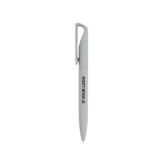Stylo finition gomme avec clip métallique effet miroir encre noire