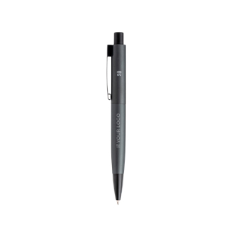 Stylo en aluminium rétractable avec détails argentés encre bleue