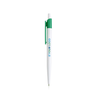 Stylo en plastique recyclé avec clip large coloré à encre bleue