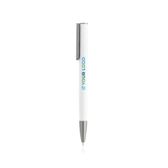Stylo en aluminium recyclé avec finition en caoutchouc encre bleue avec zone d'impression