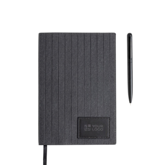 Carnet en cuir synthétique avec stylo métallique A5 pages blanches
