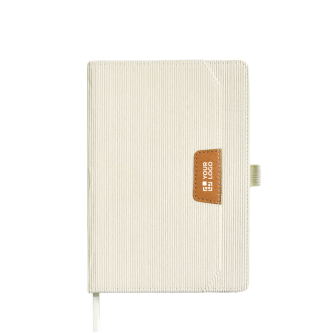 Carnet A5 en velours côtelé avec poche et porte-stylo, pages unies