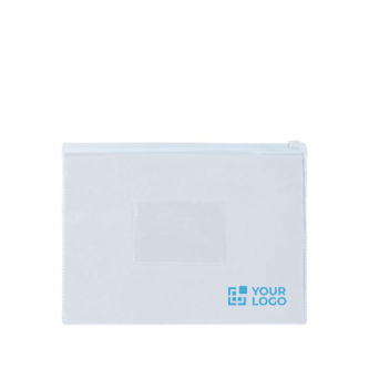 Porte-documents en plastique avec fermeture éclair pour documents A5 avec zone d'impression