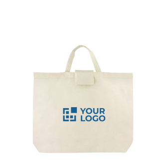 Sac pliable pour courses en coton avec poignées courtes 110 g/m² avec zone d'impression