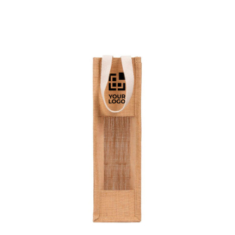 Sac en jute avec finition laminée pour bouteilles de vin 750 ml avec zone d'impression