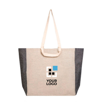 Sac en coton recyclé naturel avec côté ombré 190 g/m² avec zone d'impression
