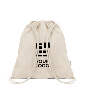Sac à dos à cordons en coton et plastique recyclés 140 g/m²