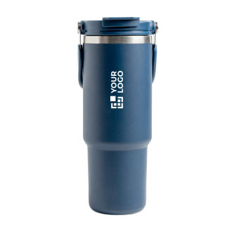 Mug isotherme en inox avec double couvercle et anse pliable 900ml