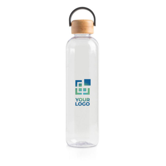 Bouteille en tritan avec bouchon en bambou et anse de transport 1L avec zone d'impression
