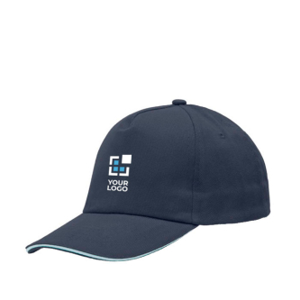 Casquette en coton peigné avec détail coloré sur la visière 255 g/m2 avec zone d'impression