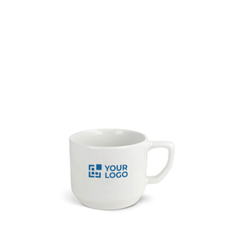 Tasse céramique blanche avec une poignée rectangulaire compacte 250ml avec zone d'impression