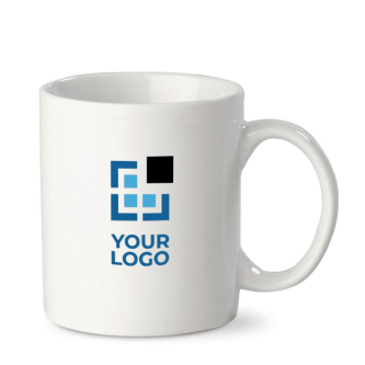 Tasse blanche en porcelaine fabriquée en UE d'une capacité de 300ml avec zone d'impression
