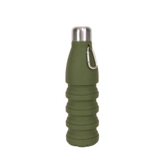 Bouteille en silicone sans BPA pliable avec mousqueton 550ml avec zone d'impression