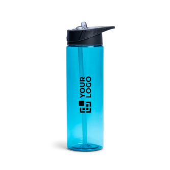 Bouteille en plastique sans BPA avec paille incluse 700ml avec zone d'impression