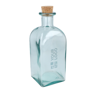Bouteille carrée en verre avec bouchon anti-goutte 1 L