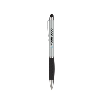 Stylo rotatif en plusieurs couleurs avec pointeur, encre bleue avec zone d'impression
