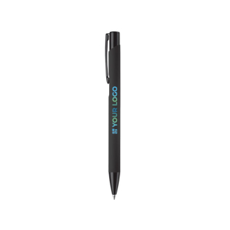 Stylo en aluminium avec revêtement en caoutchouc de plusieurs couleurs avec zone d'impression