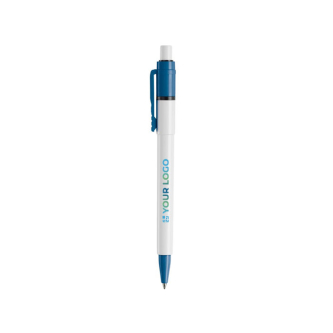Stylo blanc avec détails sur la pointe et le clip fabriqué en UE avec zone d'impression