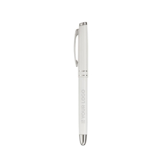 Stylo roller en aluminium avec capuchon assorti et encre bleue avec zone d'impression