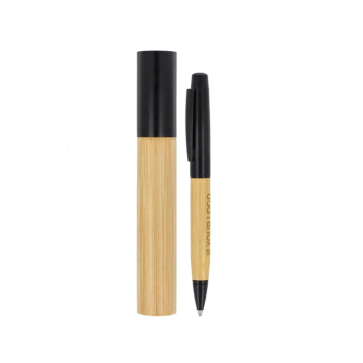 Stylo métallique avec corps en bambou avec étui