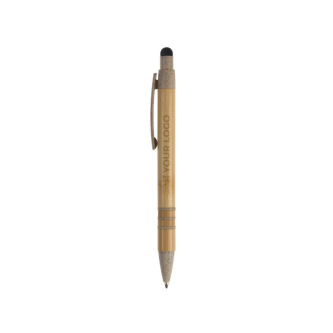 Stylo en bambou et paille de blé avec pointeur coloré avec zone d'impression