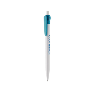 Stylo en plastique blanc avec clip original avec zone d'impression