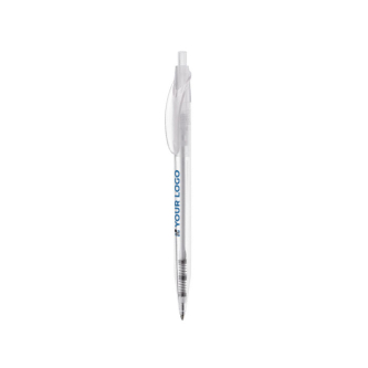 Stylo transparent de couleurs avec clip incurvé fabriqué en UE avec zone d'impression