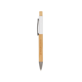 Stylo en bois avec détail coloré en haut avec zone d'impression