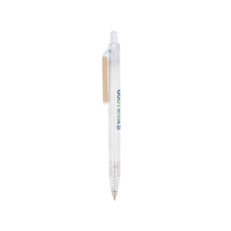 Stylo en plastique recyclé en couleurs transparentes avec zone d'impression