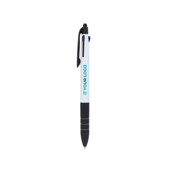 Stylo 3 couleurs avec stylet tactile et grip antidérapant