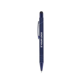 Stylo avec pointe tactile et clip métallique, encre bleue