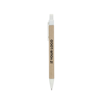 Stylo en papier avec détails en plastique colorés, encre bleue