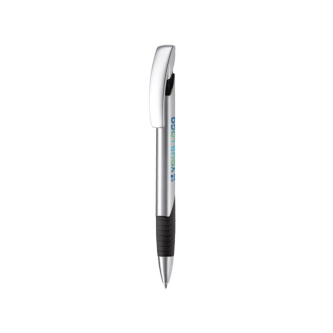 Stylo publicitaire avec logo en métal avec corps texturé avec zone d'impression