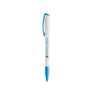 Stylo en plastique avec pointe et clip colorés fabriqué dans l'UE avec zone d'impression