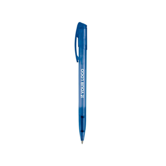Stylo en plastique transparent coloré avec clip incurvé avec zone d'impression