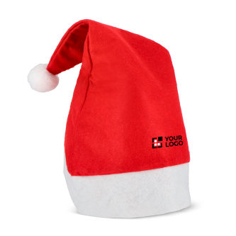 Bonnet de Père Noël Classique en feutre avec pompon blanc