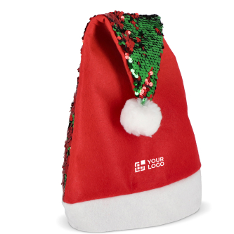 Bonnet de Père Noël original en sequins bicolores