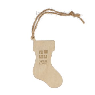 Décoration suspendue de Noël en bois en forme de chaussette